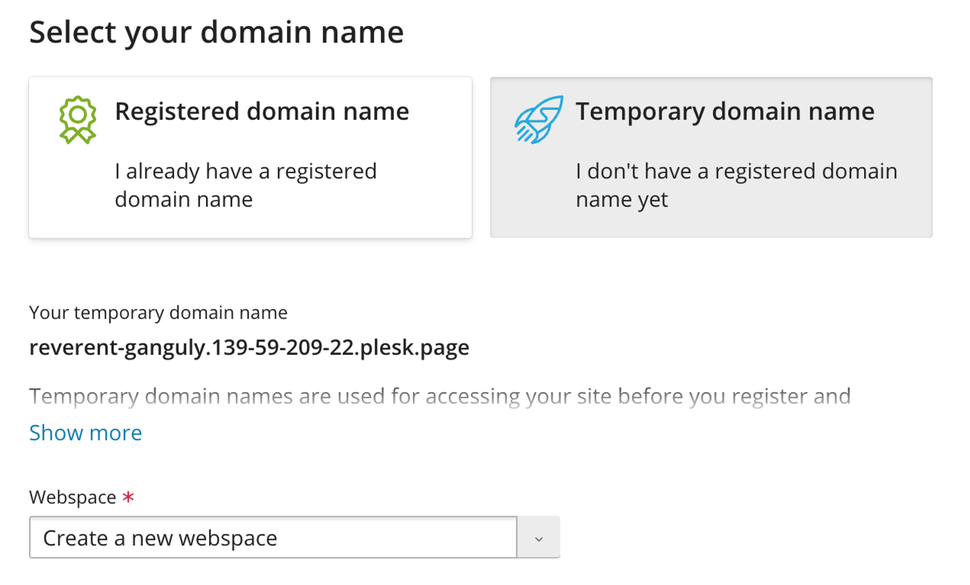 select a domain name