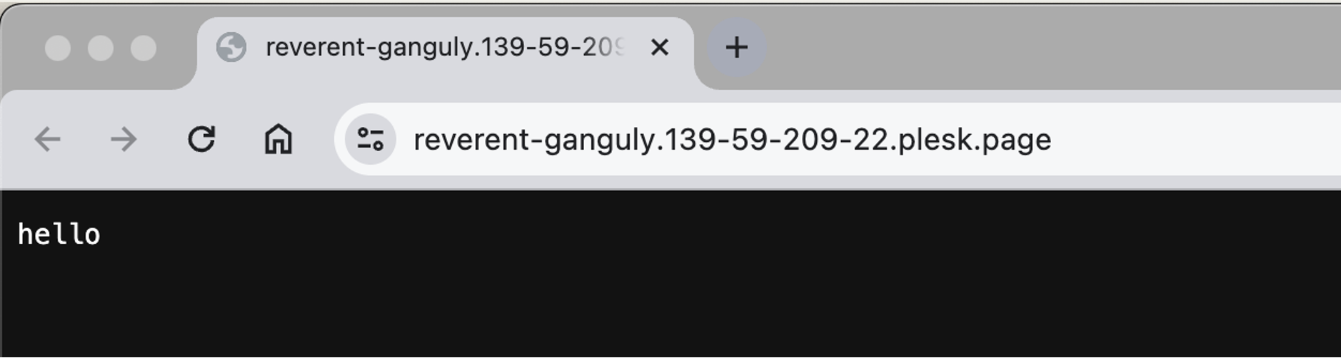 hello page in a browser